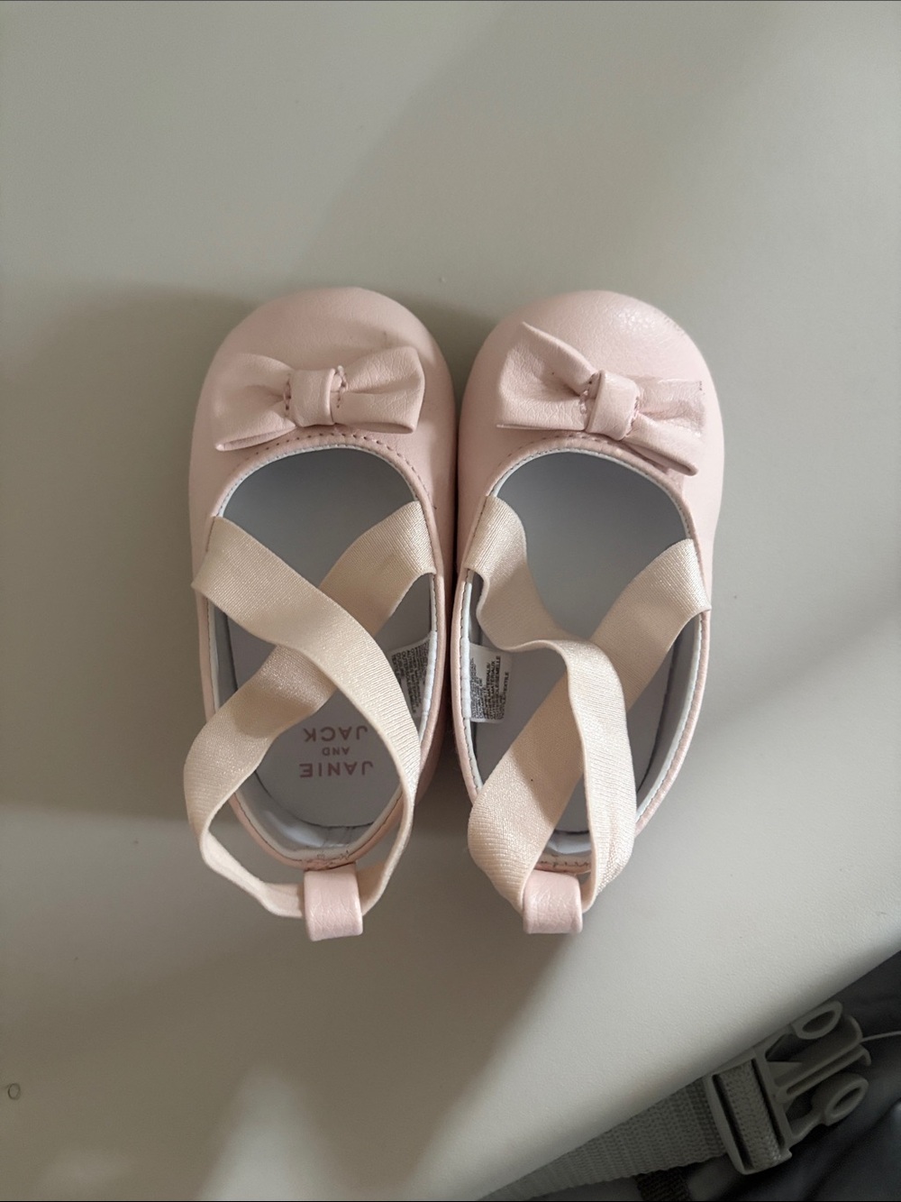 Janie and Jack Pale Pink Bow Crisscross Ballet Flats
